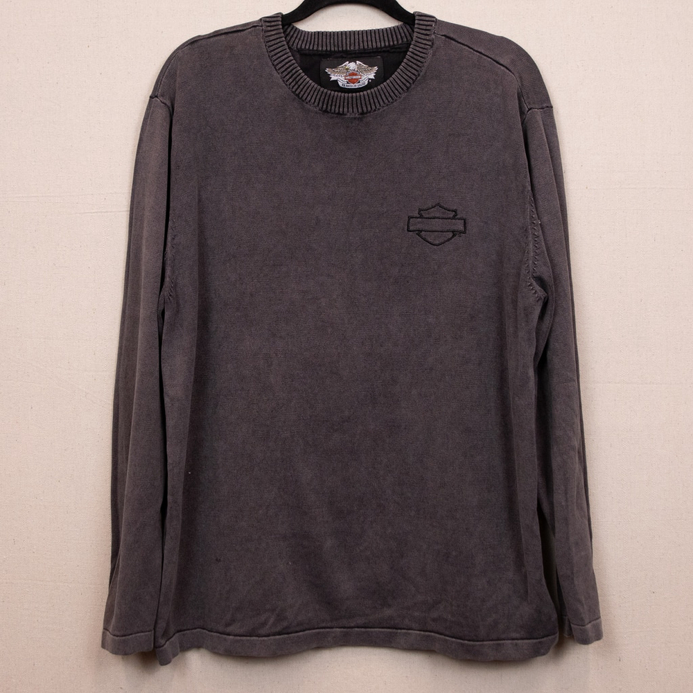 Harley-Davison grey embroidered pullover sweater-L